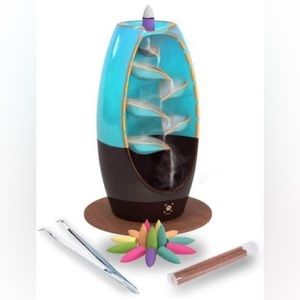 Premium Waterfall Backflow Incense Burner with 150 Cones, Reusable & Resealable